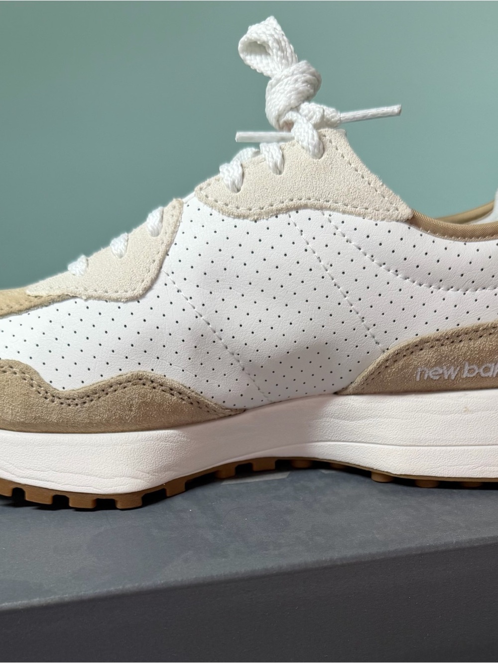 New Balance White and Tan New Balance 327 'Incense Sea Salt' (MS327PS) size 8 W - Picture 5 of 13